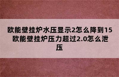 欧能壁挂炉水压显示2怎么降到15 欧能壁挂炉压力超过2.0怎么泄压